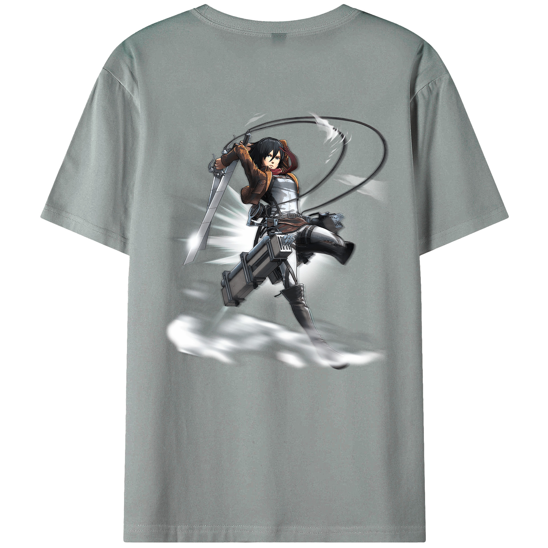 （画像用） 進撃の巨人 ミカサ·アッカーマン Attack on Titan Mikasa Ackerman 綿100％ メンズ半袖Tシャツ（バックプリント） 通気性